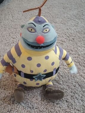 Disney Nightmare Before Christmas Yellow & Purple Clown Plush with Red Nose